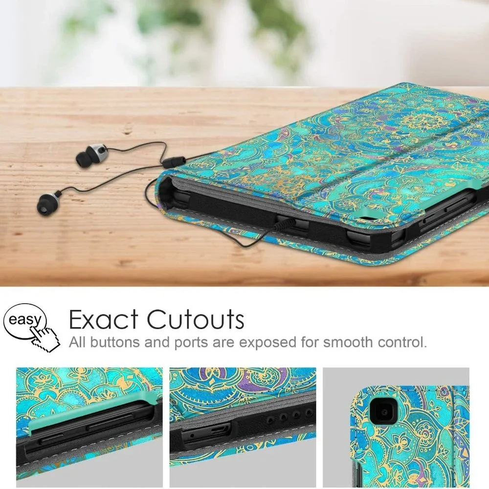 Galaxy Tablet Case With Multi-angle Viewing Stand & Pocket, Blue Paisley Samsung